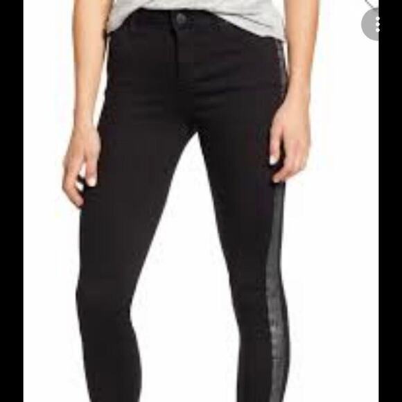 CLUB MONACO BLACK PANTS FAUX LEATHER SIDE SIZE 2 - Picture 1 of 7